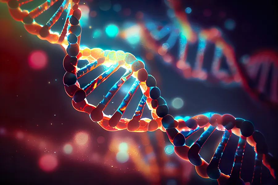 Precision-DNA-Testing-Clinic 3D illustration of a DNA strand. Get Precision DNA testing from AZENA Health & Longevity in Gainesville.